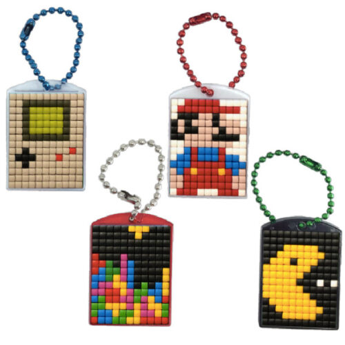 Pixel Schlüsselanhänger 4er Geschenk Set
