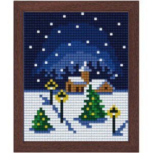 Pixel Bild im Holzrahmen Weihnachten