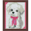 Pixel Bild im Holzrahmen Hund