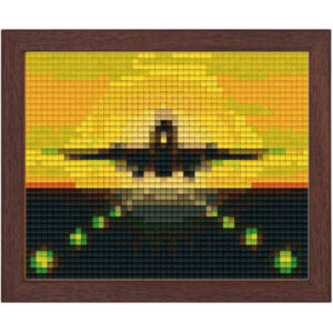 Pixel Bild im Holzrahmen Flugzeug