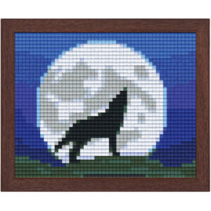 Pixel Bild im Holzrahmen Wolf