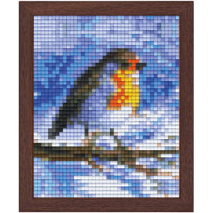 Pixel Bild im Holzrahmen Vogel