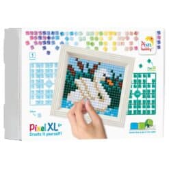 XL Pixelbild mit Rahmen Schwan 12097